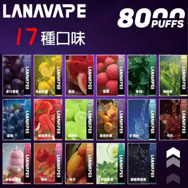 Lana Zolt 8000 Puffs拋棄式一次性電子煙可充電多種口味